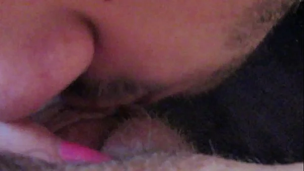 Big clit licking and sucking until she cums hard hairy girlfriend huge orgasm in close up