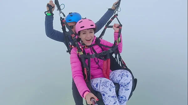 Wet Pussy SQUIRTING IN THE SKY 2200m High In The Clouds while PARAGLIDING