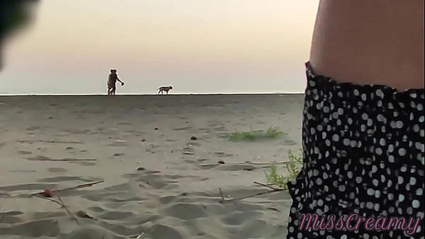 French teacher amateur handjob on public beach with cumshot Extreme sex in front of strangers - MissCreamy