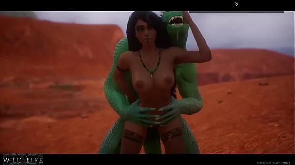 A girl is fucked by a lizard with two cocks - Wild Life