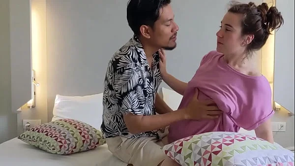 Step Bro and Step Sis fight with pillows hotel room