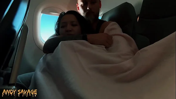 PUBLIC fingering asian on an airplane MILE HIGH CLUB