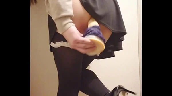 Japanese girl public changing room dildo masturbation