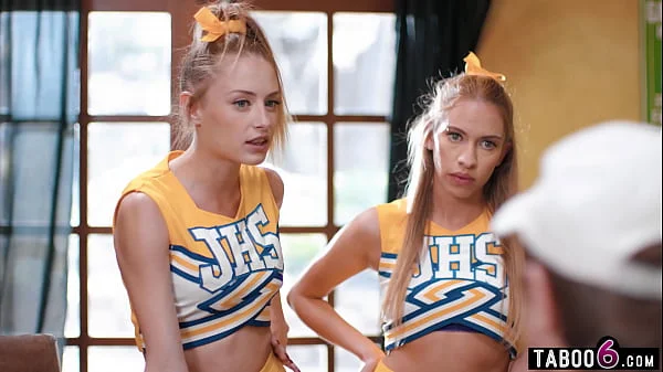 Cheerleaders let coach decide their faith and he fucks them both anal