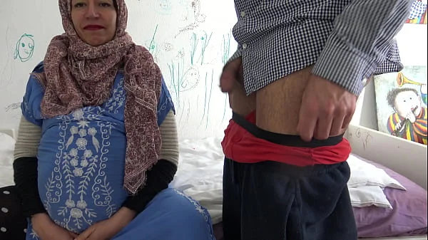 Pregnant turkish woman lets German man cum in her mouth