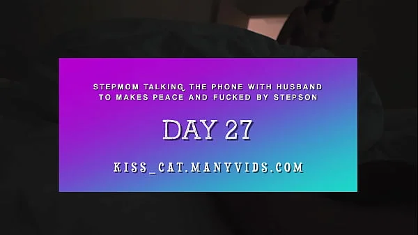 DAY 27 - Stepmom cheating husband while phone talk with stepson in doggystyle fuck