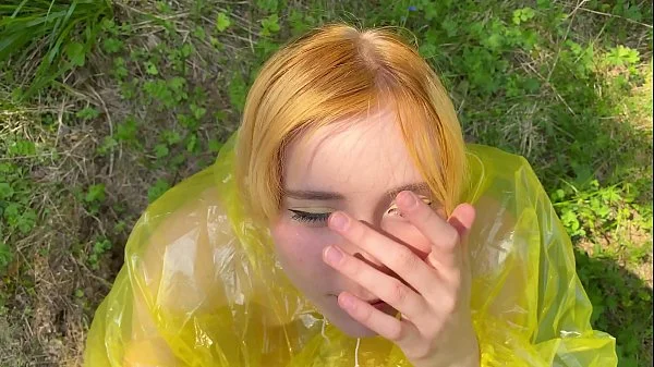 b. in pvc raincoat sucks an swallow dick