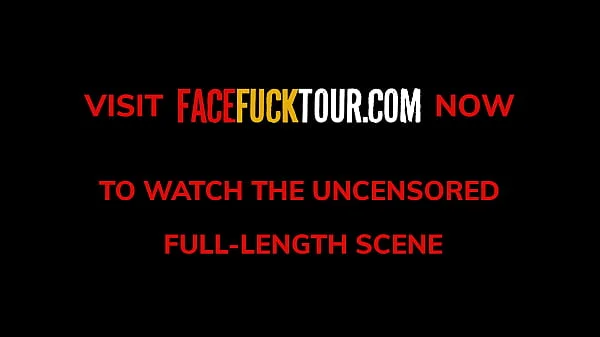 Face Fuck Tour- Blonde submissive whore drips cum while Throat Fucked