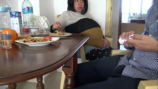 hot pregnant algerian milf and masturbating stepson during breakfast