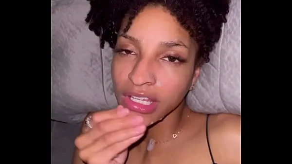 Ebony slut loves cum