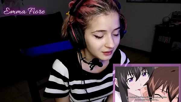 18yo youtuber gets horny watching hentai during the stream and masturbates - Emma Fiore