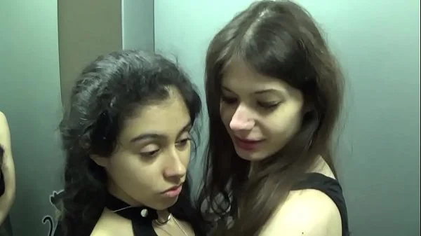 (RISKY PUBLIC SEX) Anal fuck and threesome sex in an elevator