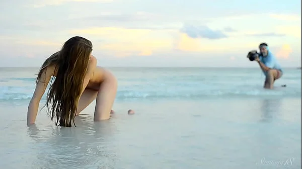 Nubile Beauty Posing Nude at the Beach in Bahamas