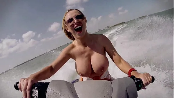 BANGROS - Big Tits Blonde Nikki Benz Riding Waves & Big Cock