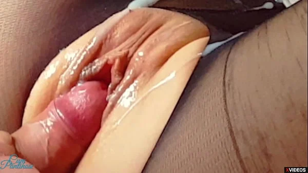 Hurry , cum inside me! (Tight pussy CLOSE UP creampie in PANTYHOSE)