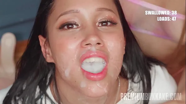 PremiumBukkake - Lia Ponce swallows 59 huge mouthful cumshots