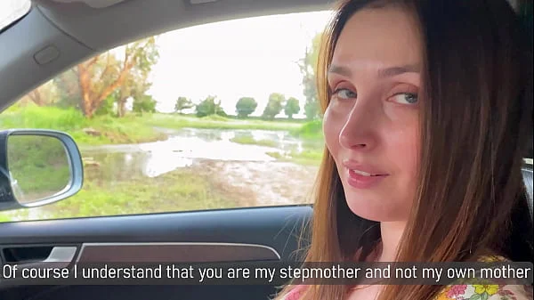 Stepmother: - Fuck me please! gave herself to her stepson right in the car after a quarrel with her husband.