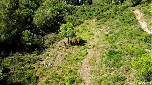 Drone catches young couple fucking outdoors